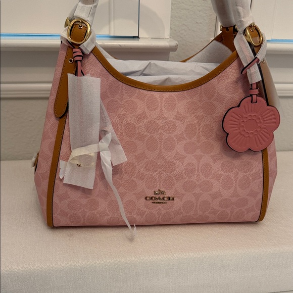 NWT Coach CEL13 Erin Shoulder Bag In Signature Canvas With Charms Powder Pink - Picture 4 of 11